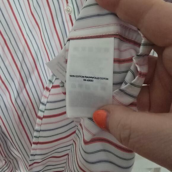 Lands' End Pinstripe Button Down Blouse Plus Size No Iron Cotton 20W - Picture 9 of 12